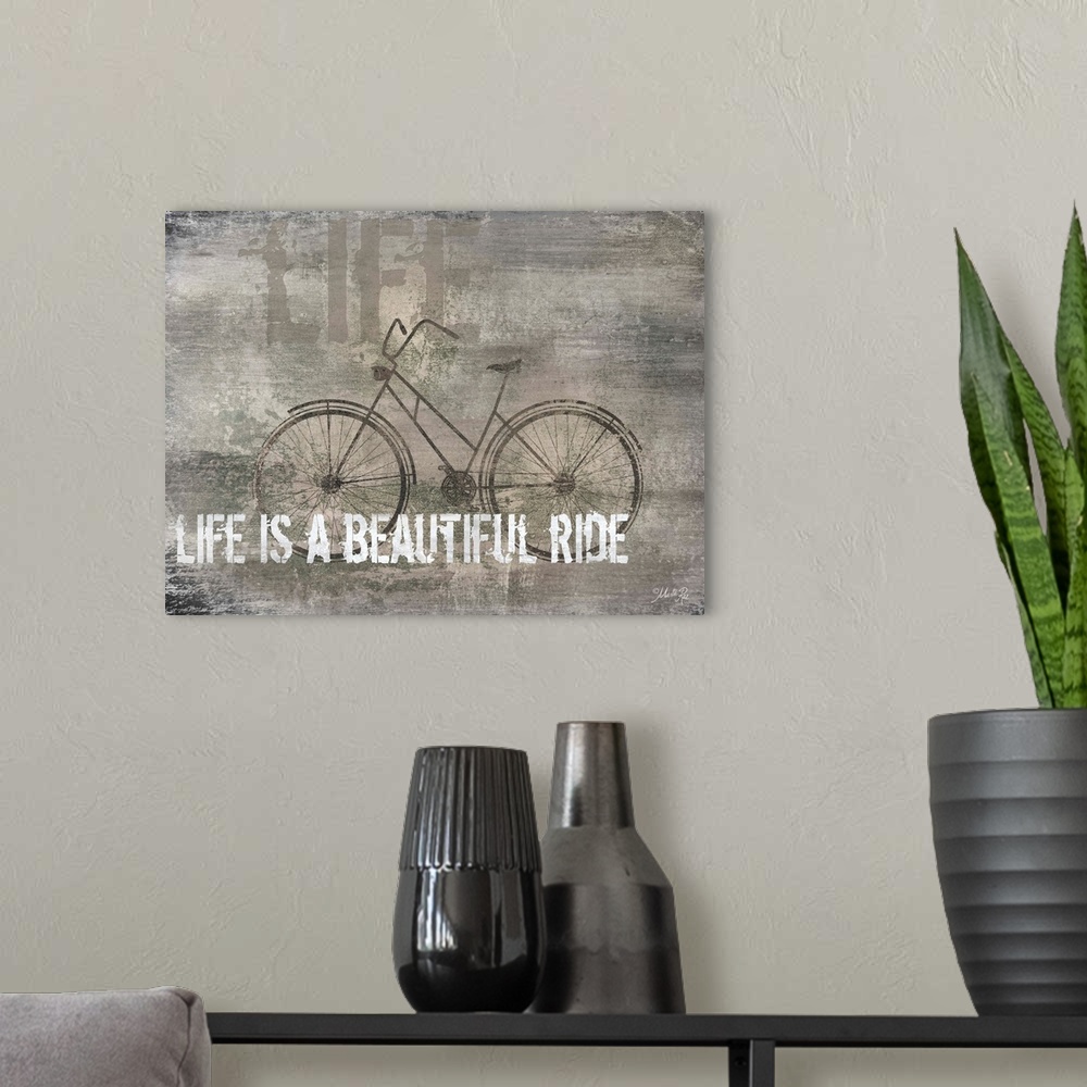 A modern room featuring Life is a Beautiful Ride