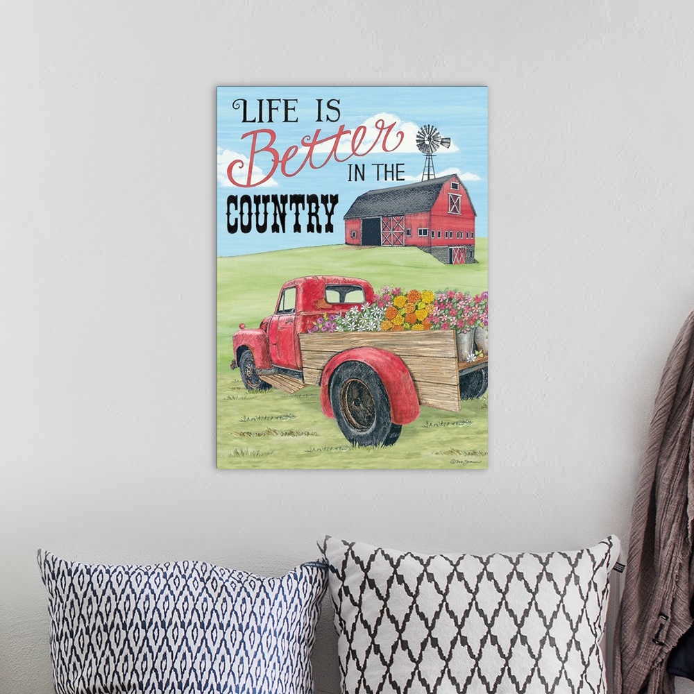 A bohemian room featuring Life is Better in the Country
