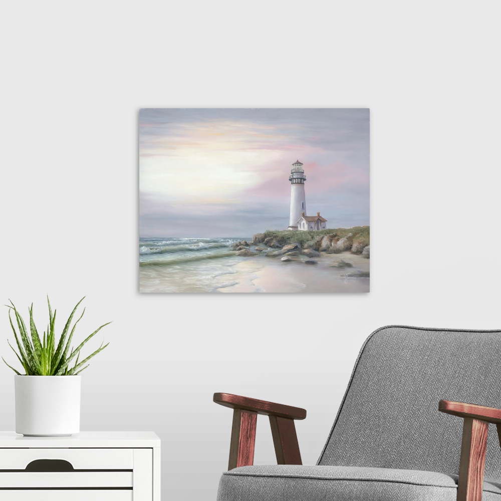 A modern room featuring Lighthouse At Sunset