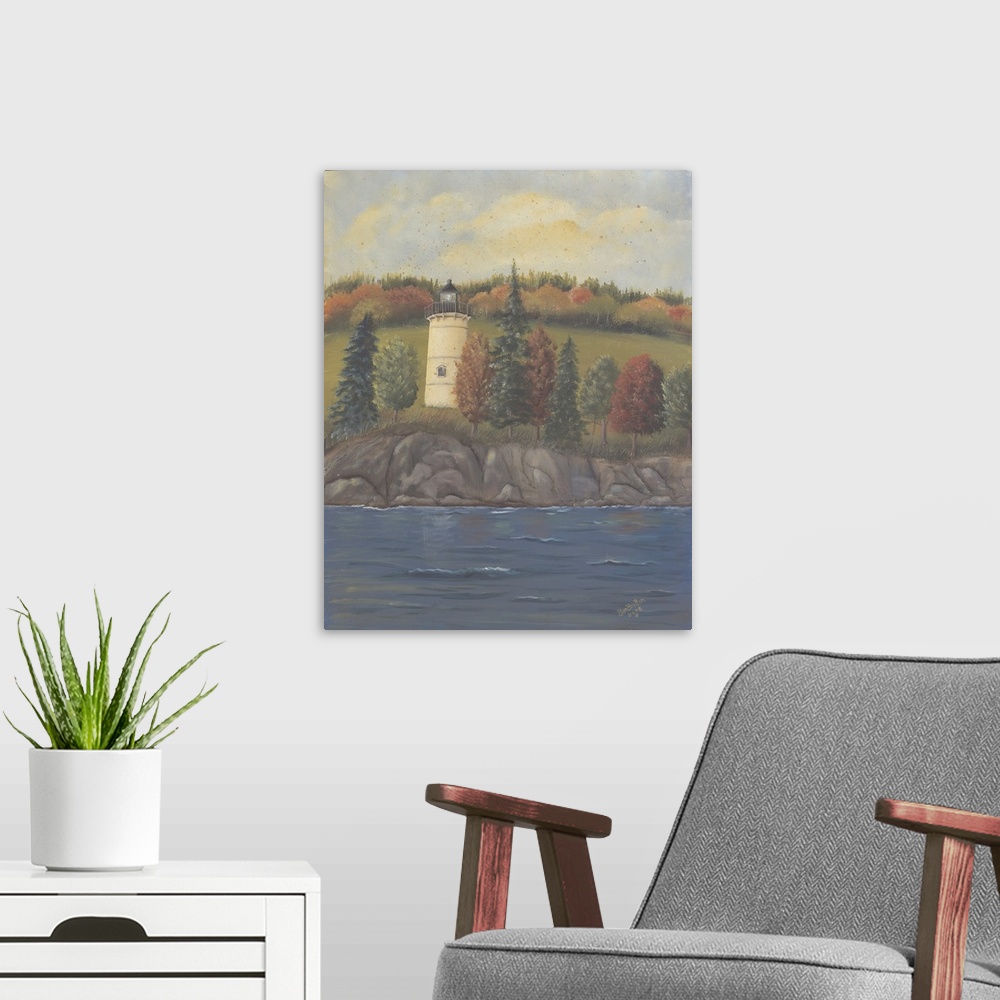 A modern room featuring Lighthouse in Autumn