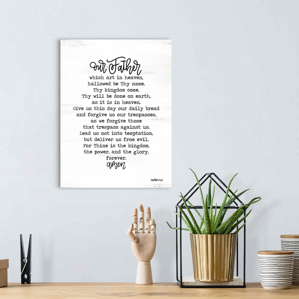 A bohemian room featuring Lord's Prayer