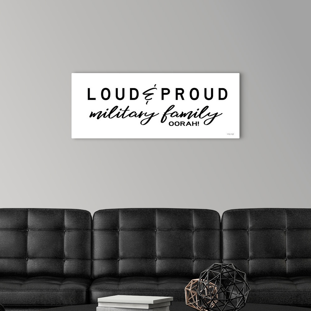A modern room featuring Loud & Proud Military Family