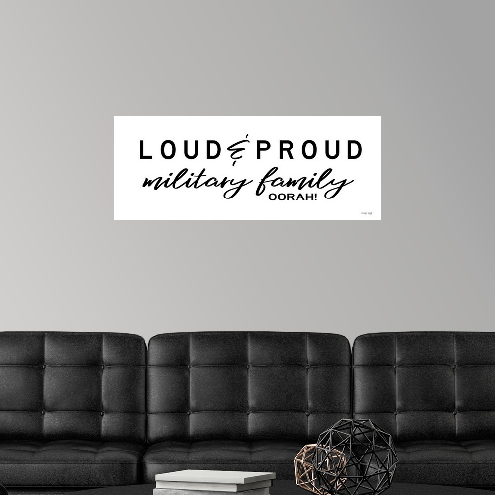 A modern room featuring Loud & Proud Military Family
