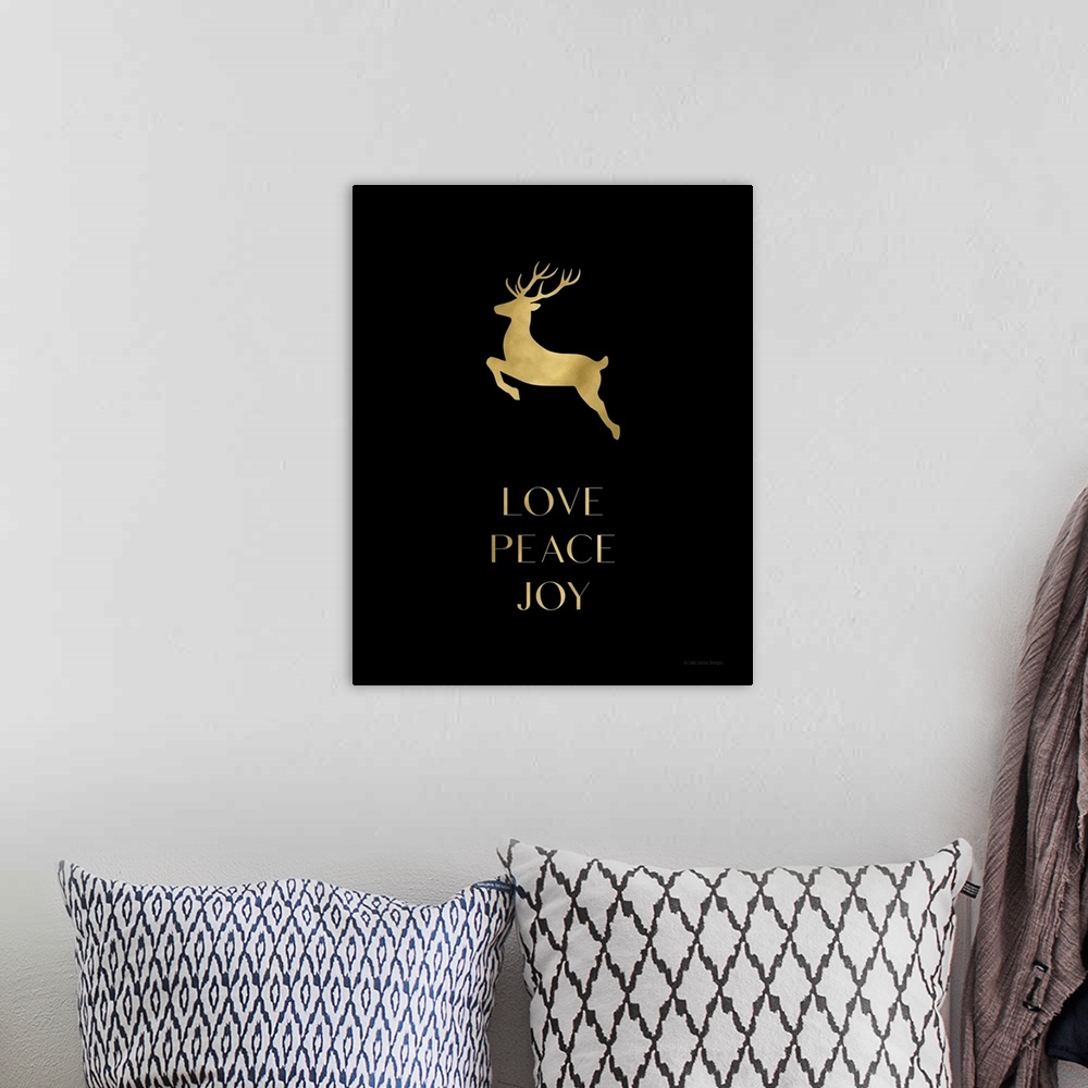 A bohemian room featuring Love, Peace, Joy Reindeer