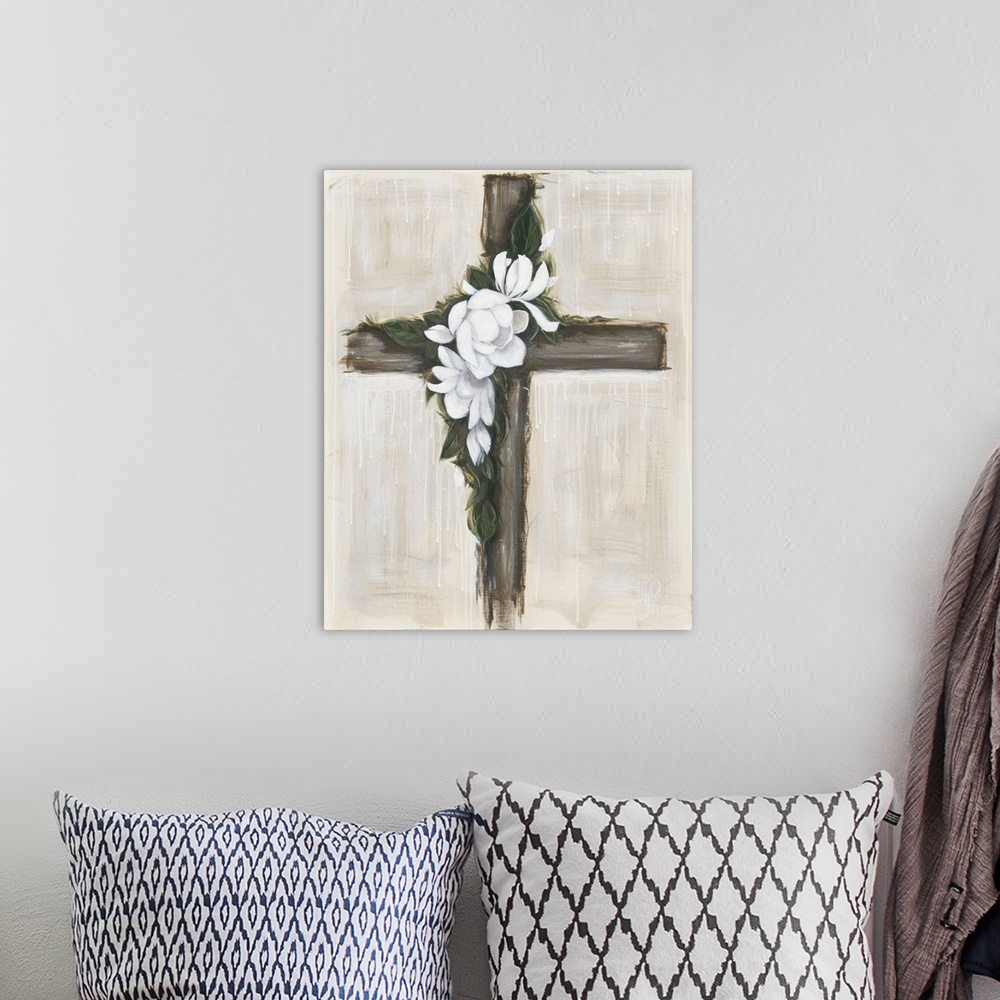 A bohemian room featuring Magnolia Flowered Cross