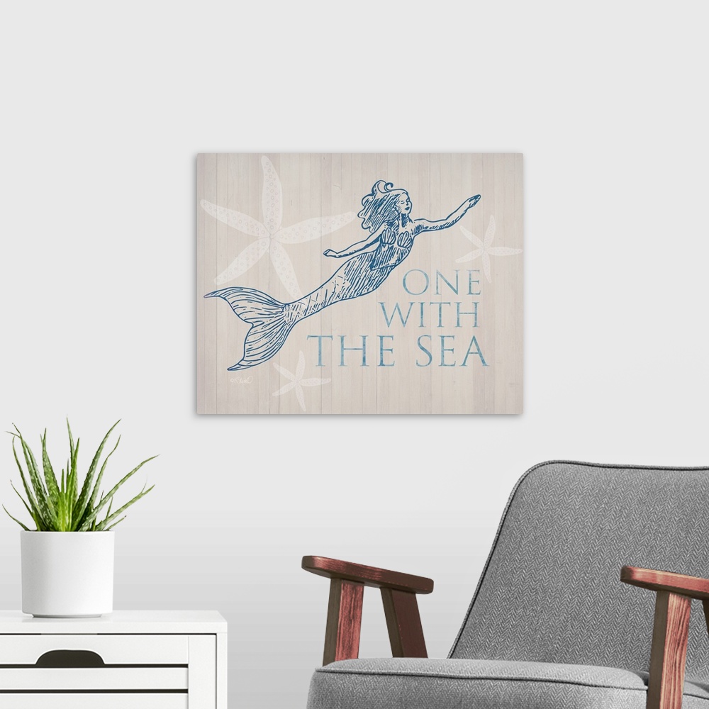 A modern room featuring Mermaid At One with the See