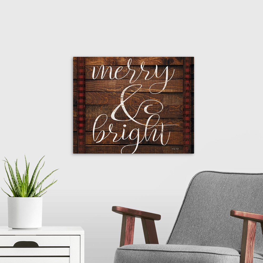 A modern room featuring Merry & Bright