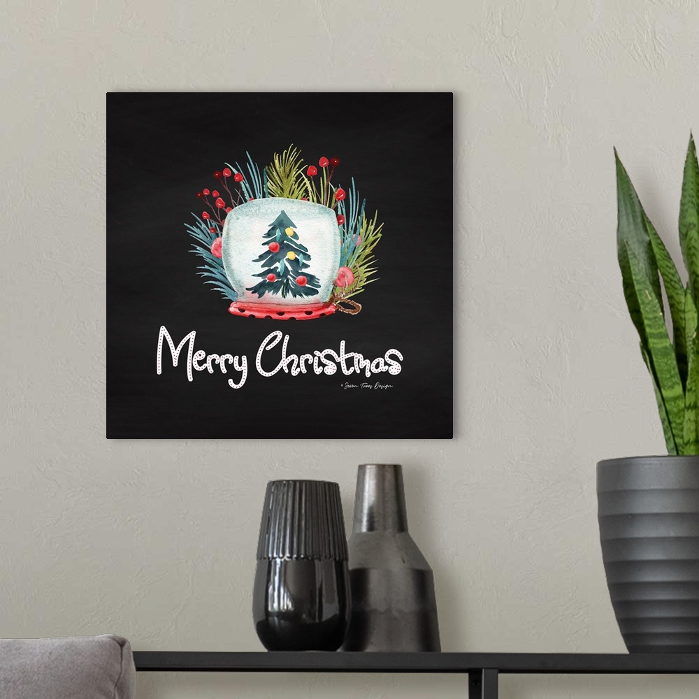 A modern room featuring Merry Christmas Candle