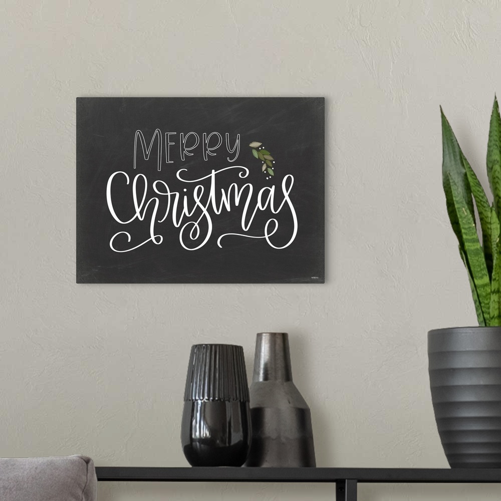 A modern room featuring Merry Christmas Chalkboard