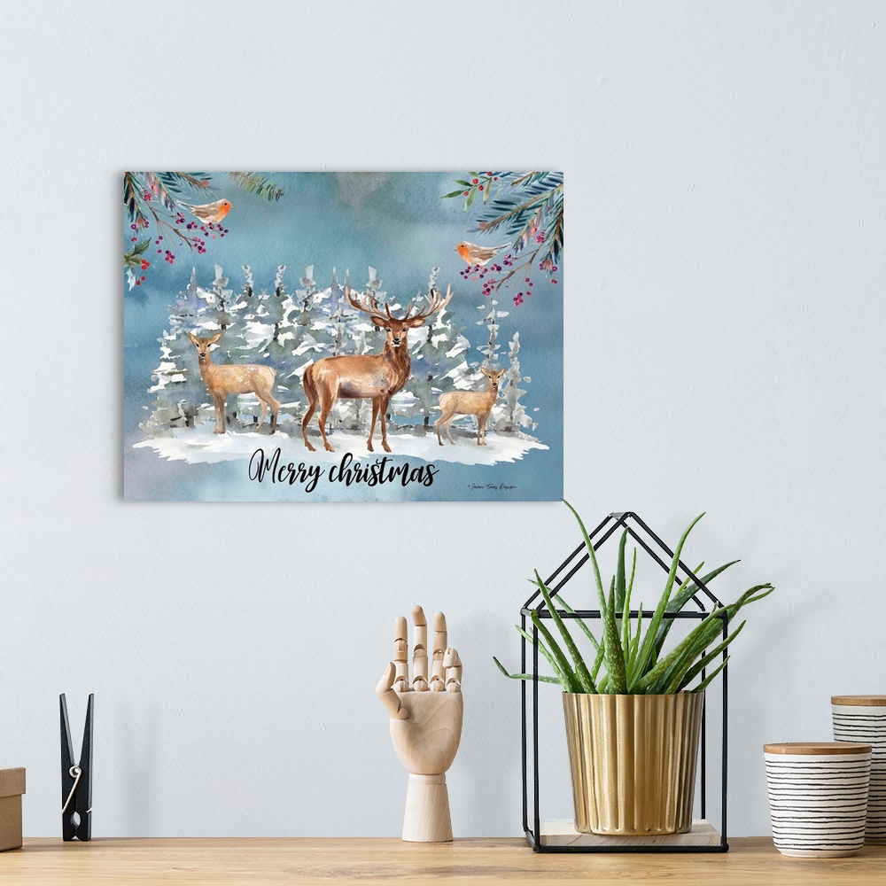 A bohemian room featuring Merry Christmas Deer