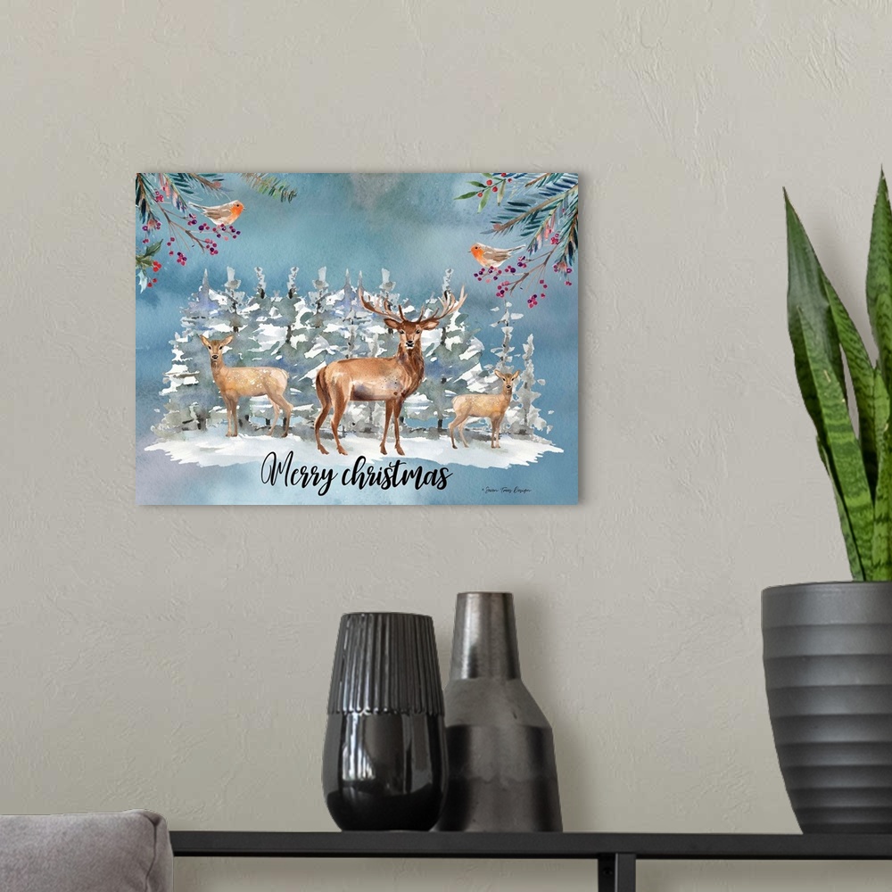 A modern room featuring Merry Christmas Deer