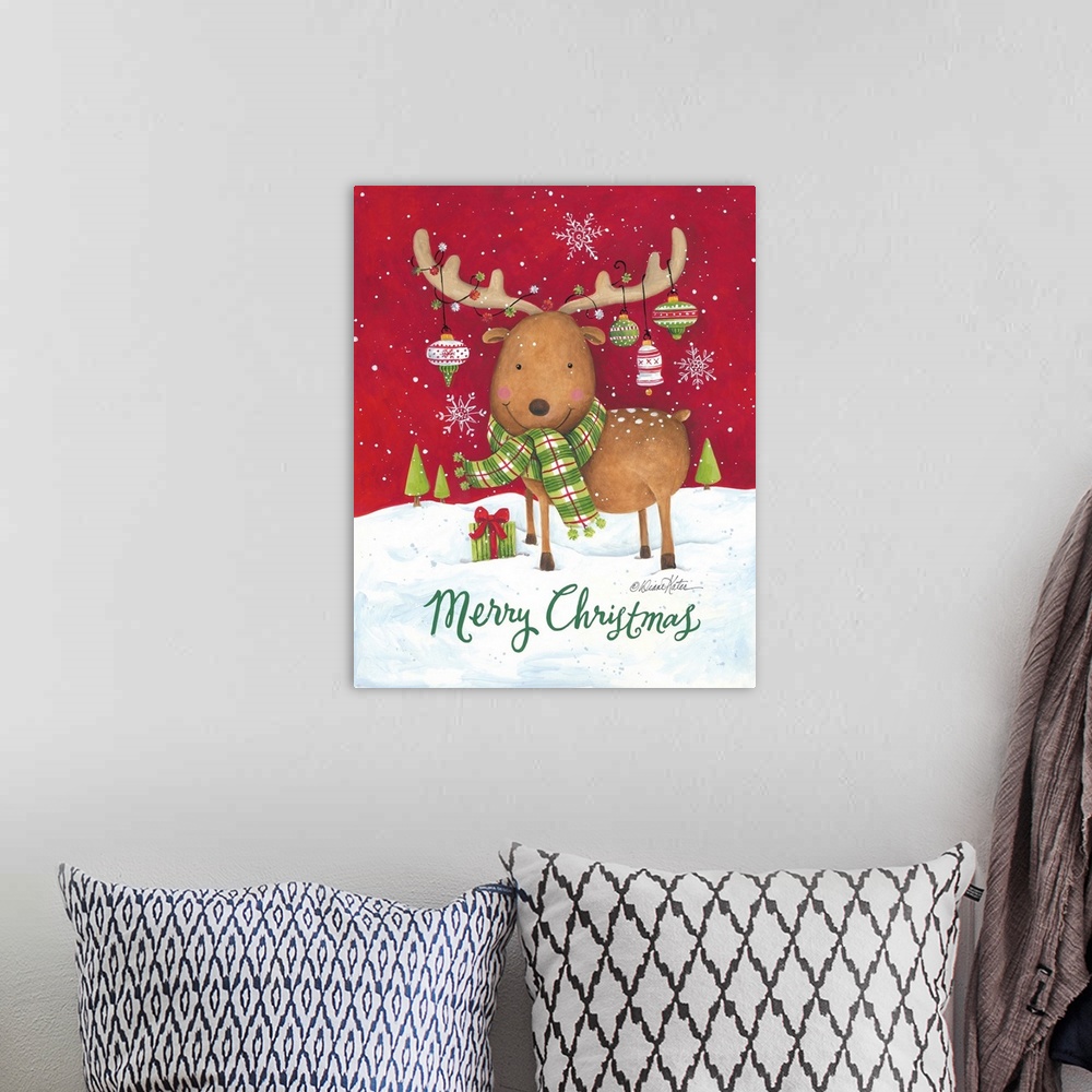 A bohemian room featuring Merry Christmas Reindeer