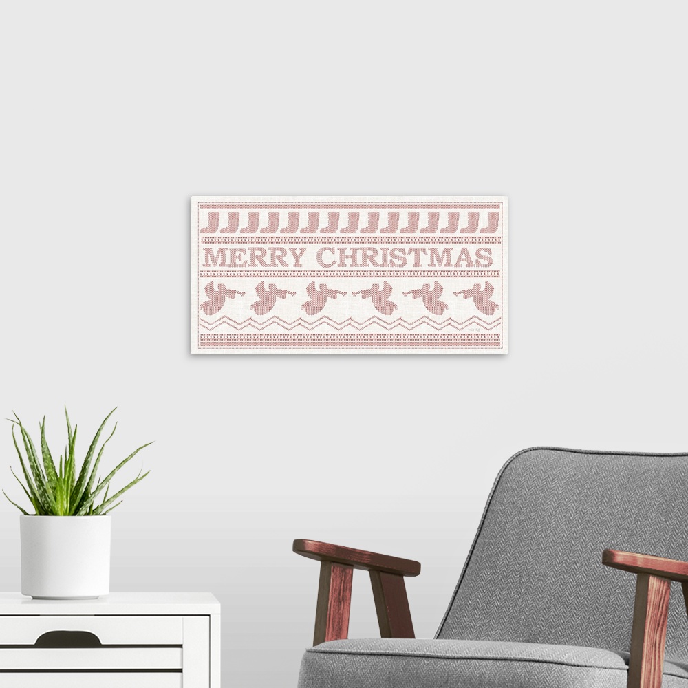 A modern room featuring Merry Christmas Stitchery