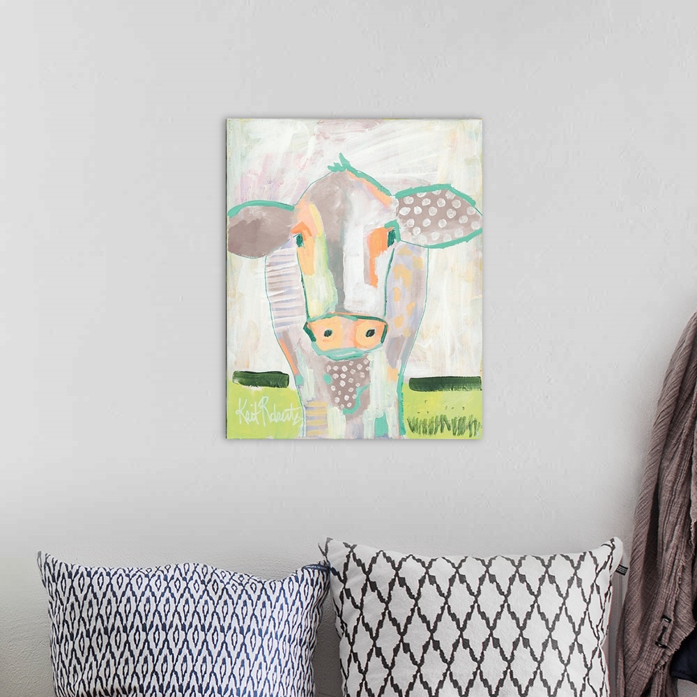 A bohemian room featuring Moo Series: Laverne
