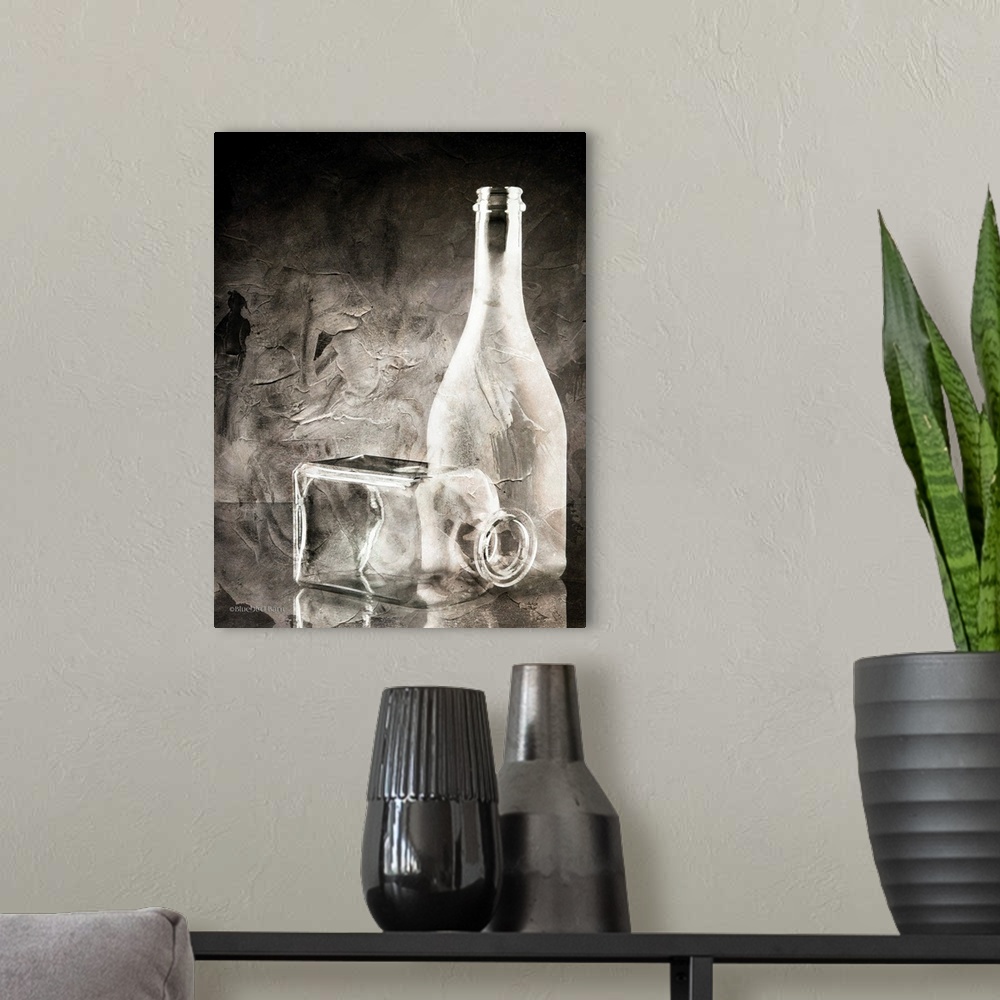 A modern room featuring Moody Gray Glassware Still Life