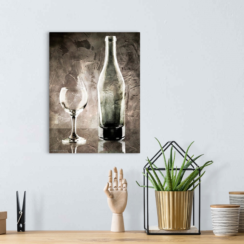 A bohemian room featuring Moody Gray Wine Glass Still Life
