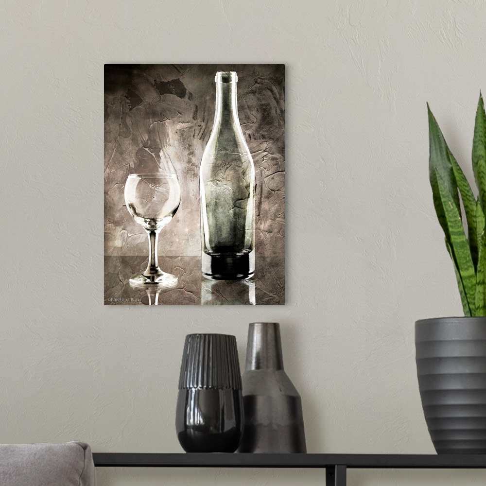 A modern room featuring Moody Gray Wine Glass Still Life