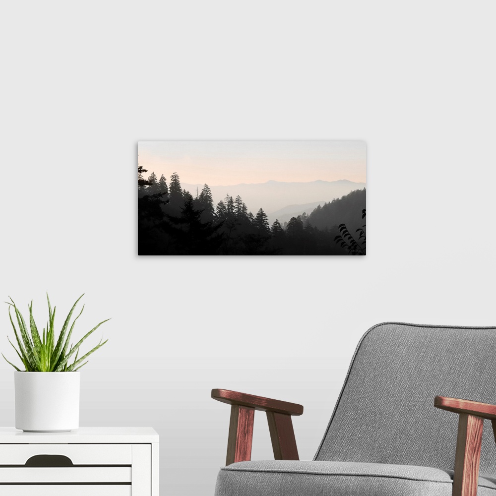 A modern room featuring Mountain Layers I