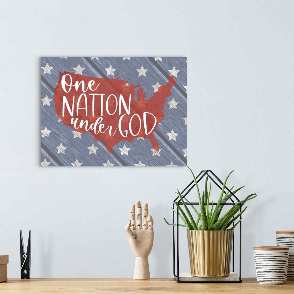 A bohemian room featuring One Nation Under God