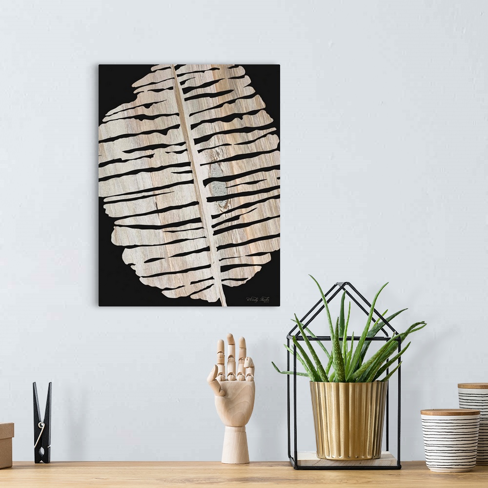 A bohemian room featuring Palm Frond Wood Grain II