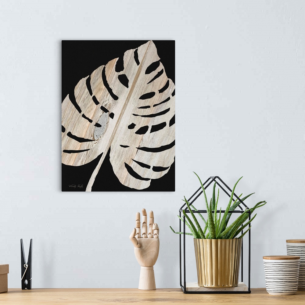 A bohemian room featuring Palm Frond Wood Grain III