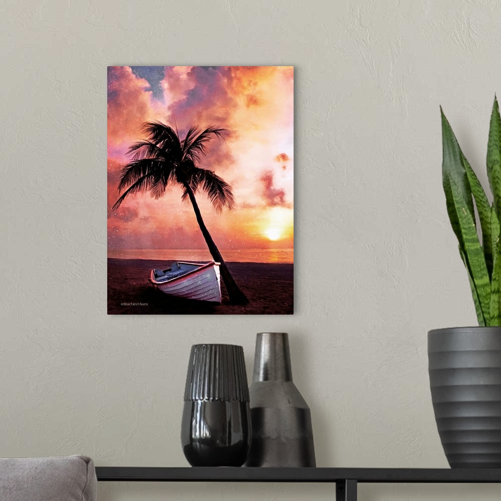 A modern room featuring Palm Tree Sunset