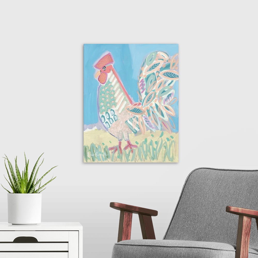 A modern room featuring Pastel Rooster