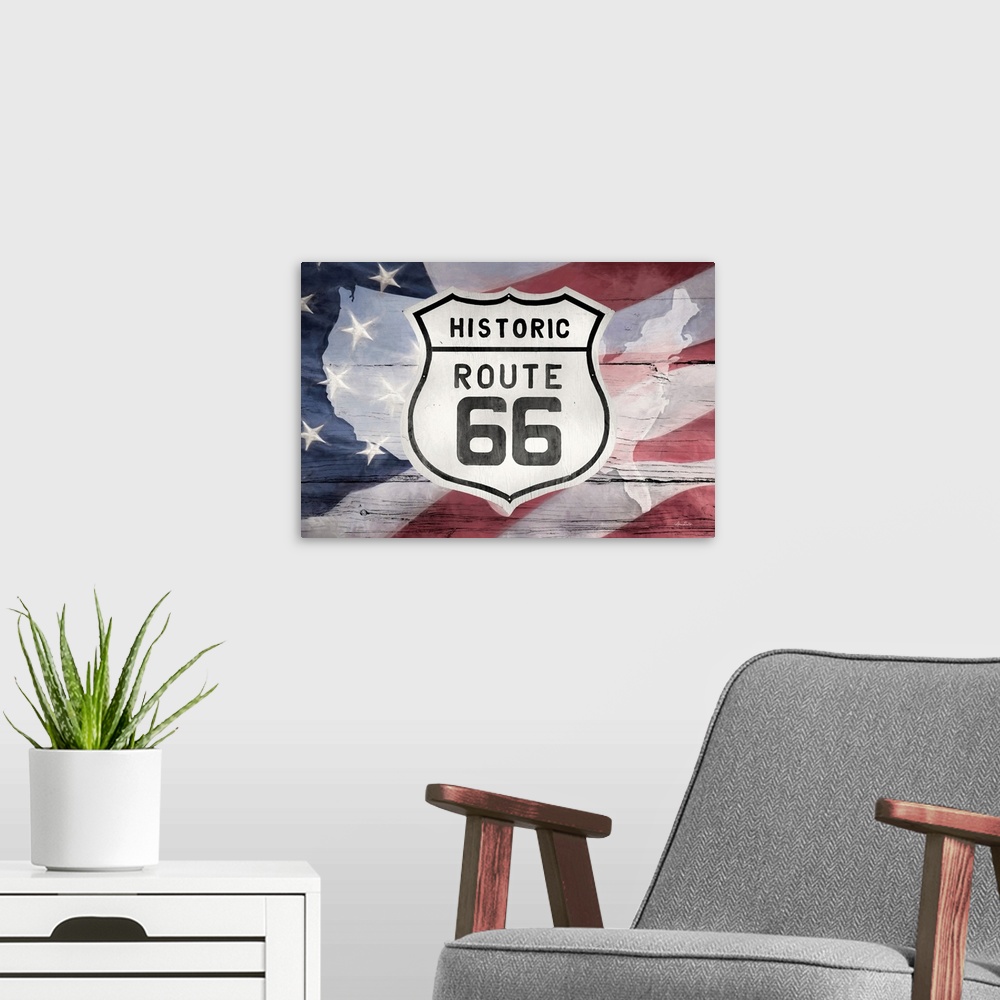 A modern room featuring Patriotic Route 66