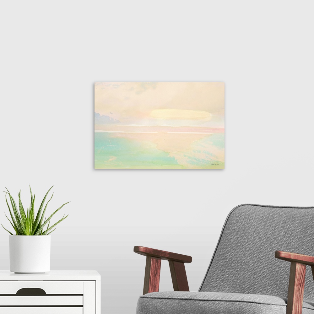 A modern room featuring Peaceful Shore 2