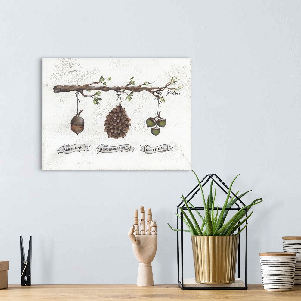 A bohemian room featuring Pinecone Acorn Study