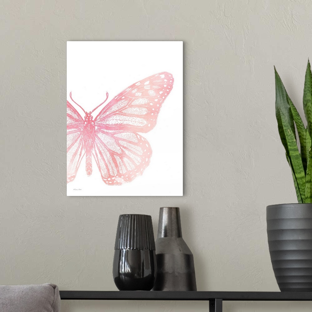 A modern room featuring Pink Butterfly IV