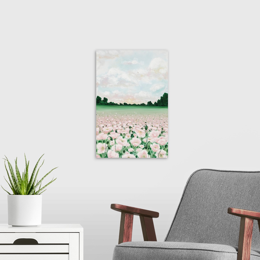 A modern room featuring Pink Poppies