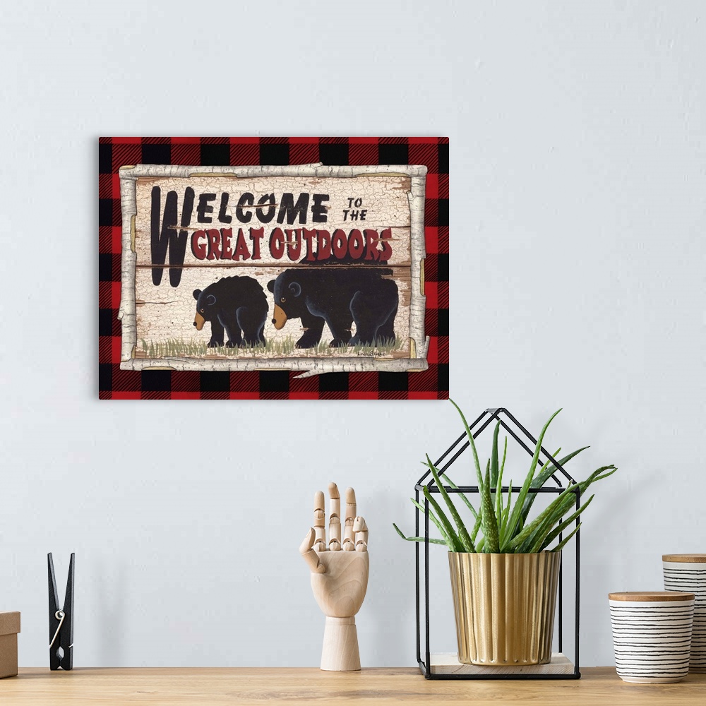A bohemian room featuring Plaid and Bears