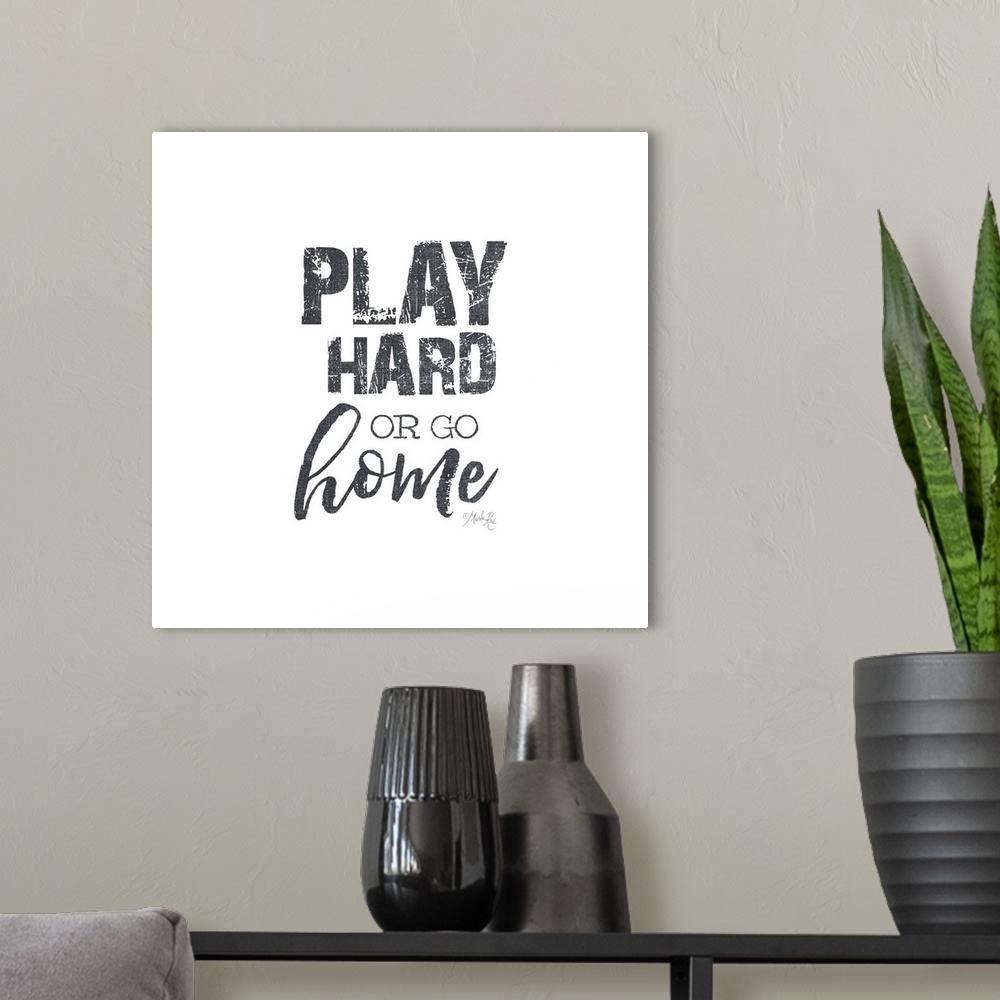 A modern room featuring Play Hard