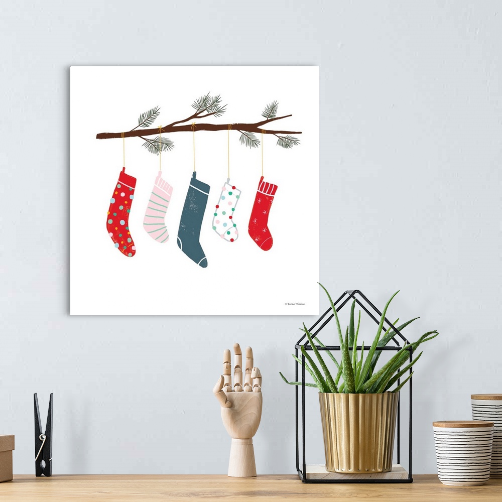 A bohemian room featuring Playful Holiday Stockings