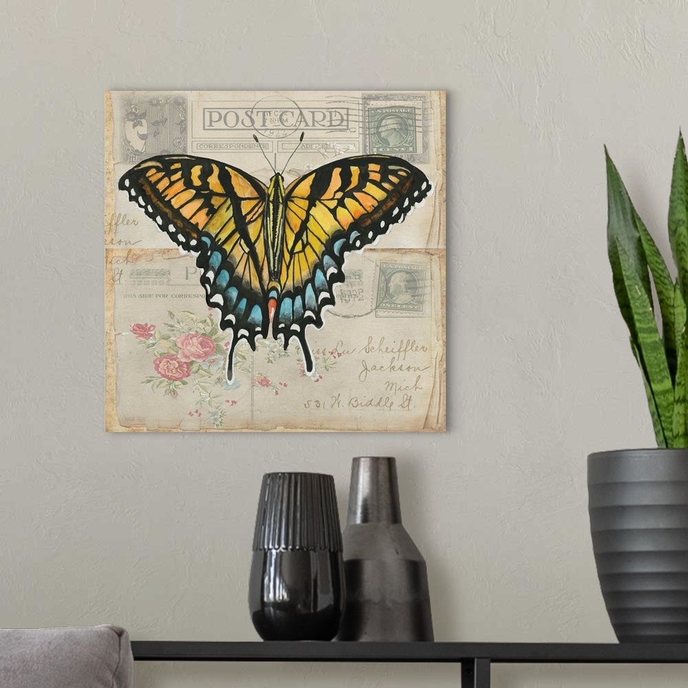 A modern room featuring Postcard Butterfly II