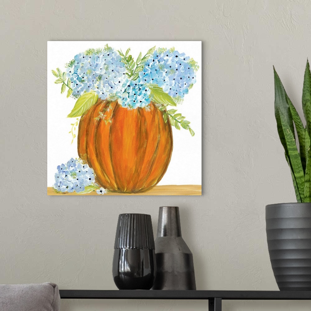 A modern room featuring Pumpkin Full of Hydrangeas