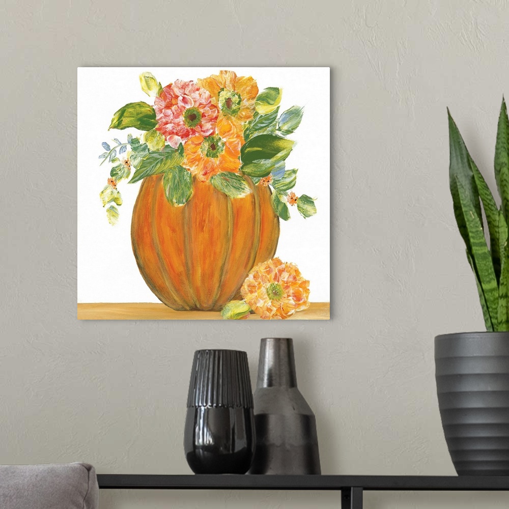 A modern room featuring Pumpkin Full of Mums