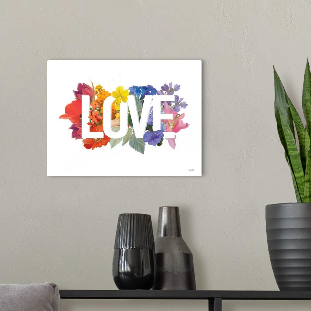 A modern room featuring Rainbow Love