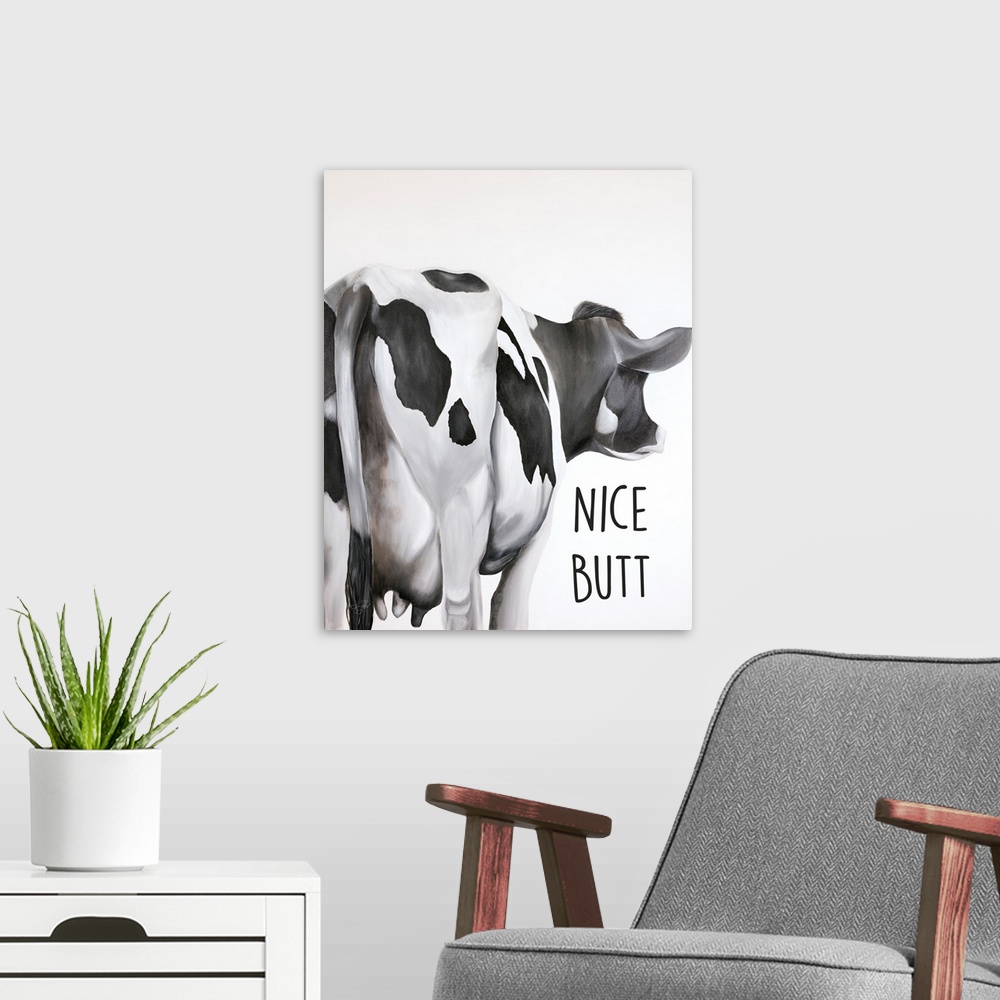 A modern room featuring Rear View Cow