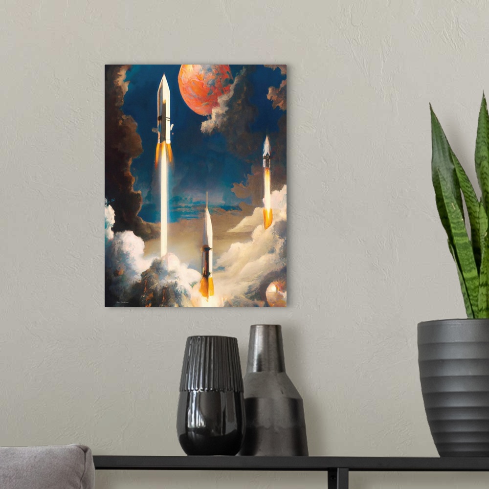 A modern room featuring Rockets In The Sky