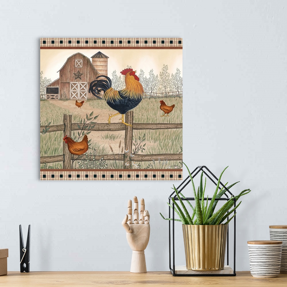 A bohemian room featuring Rustic Farm Rooster