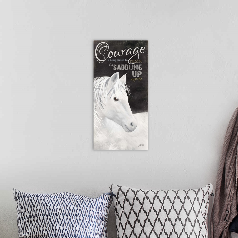 A bohemian room featuring Motivational typography home decor art.