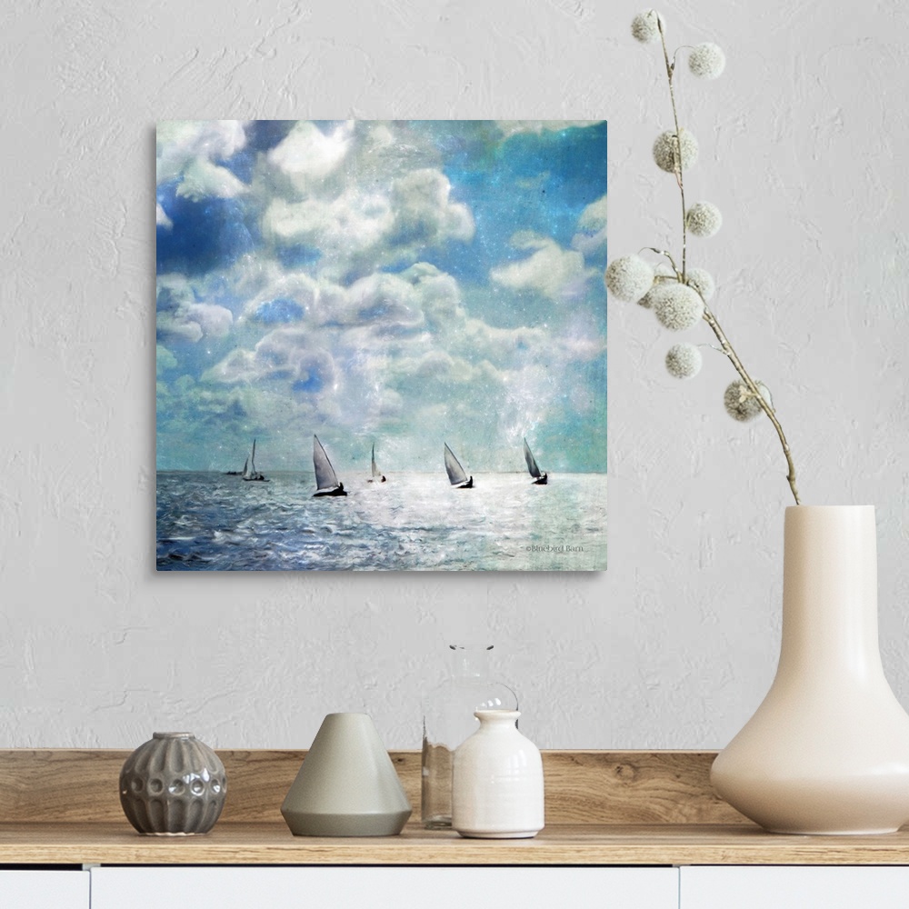A farmhouse room featuring Sailing White Waters