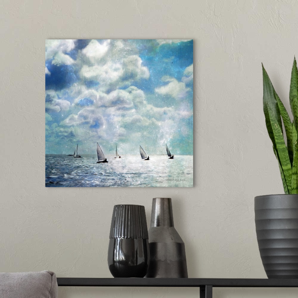 A modern room featuring Sailing White Waters