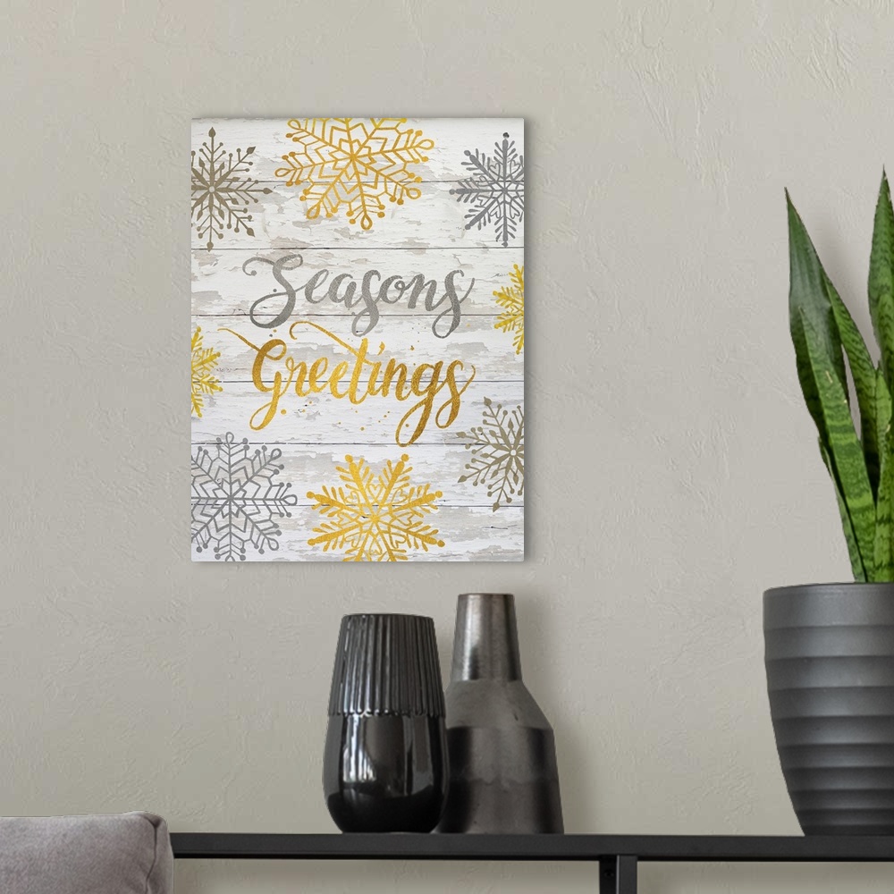 A modern room featuring Seasons Greetings Snowflakes
