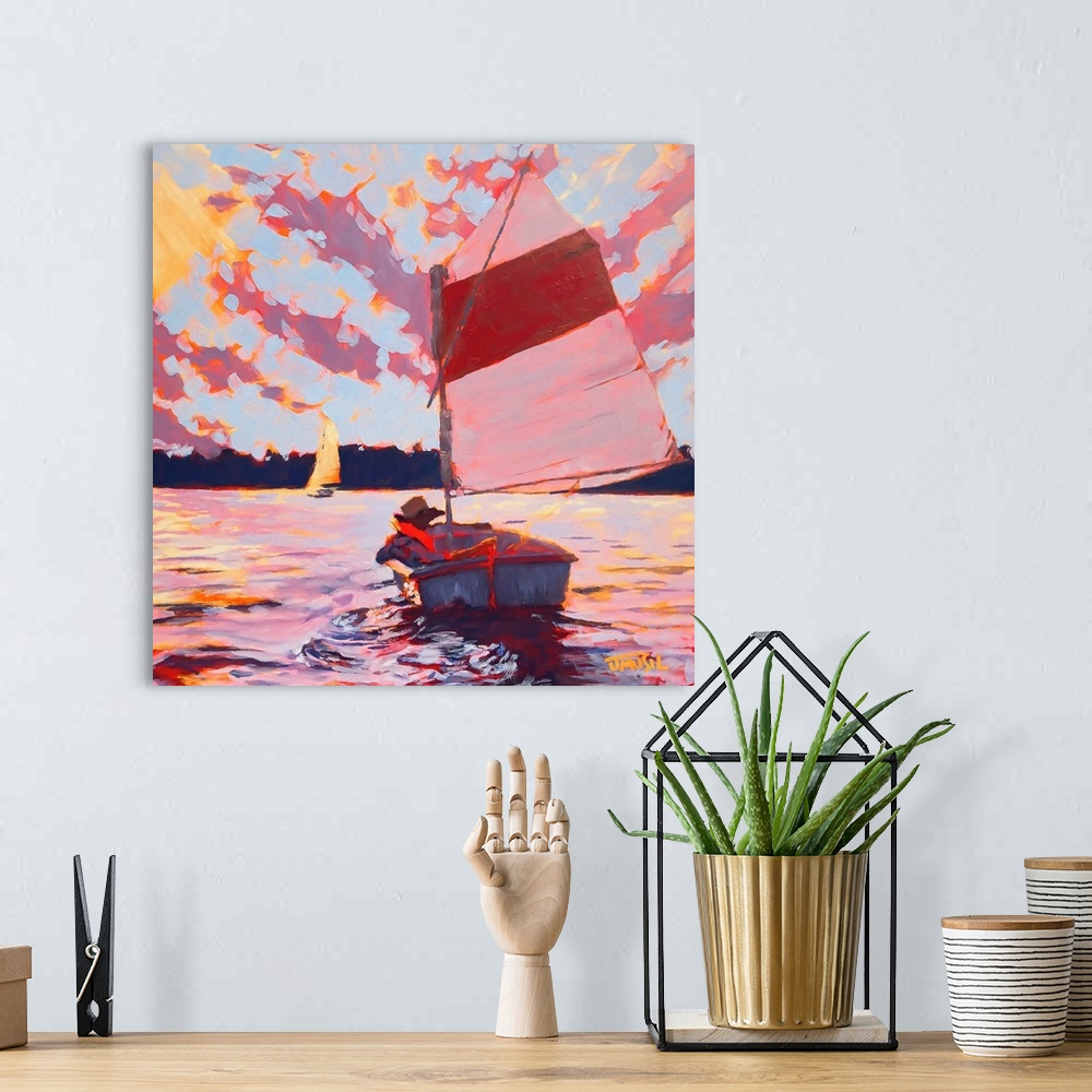 A bohemian room featuring Small Sailboat
