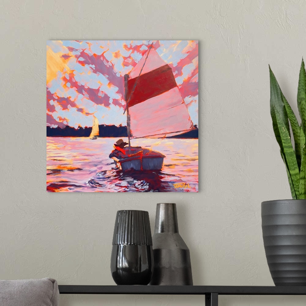 A modern room featuring Small Sailboat