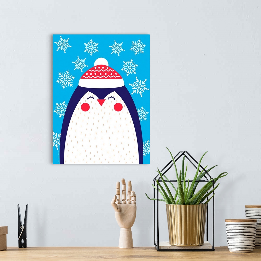 A bohemian room featuring Snowflake Penguin