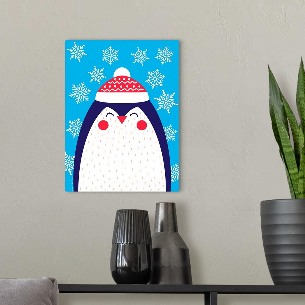 A modern room featuring Snowflake Penguin